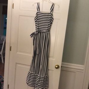 Striped maxi tie dress